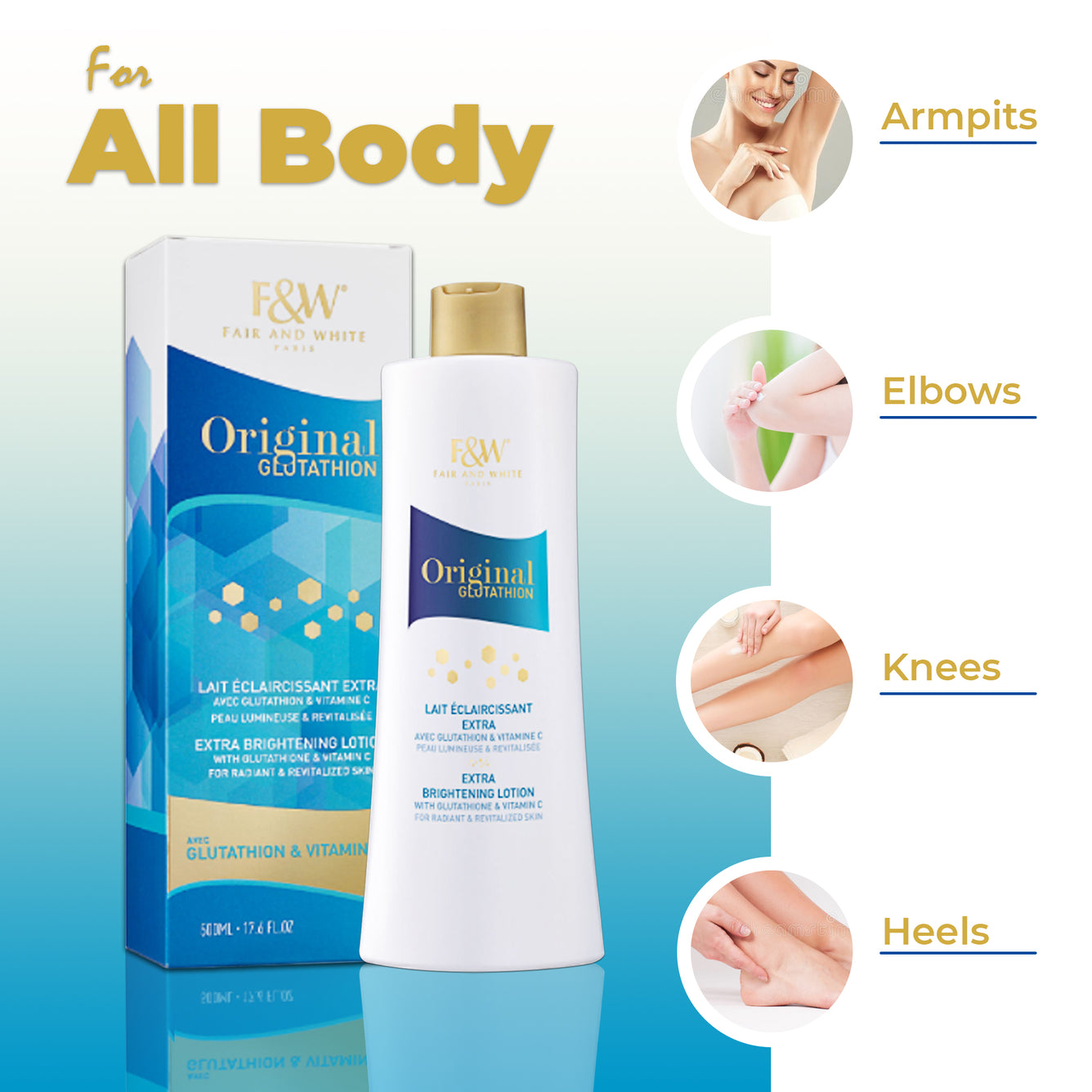 fair and white glutathione lotion Original Glutathion Extra Brightening Body Lotion, Size: 500 mL, White