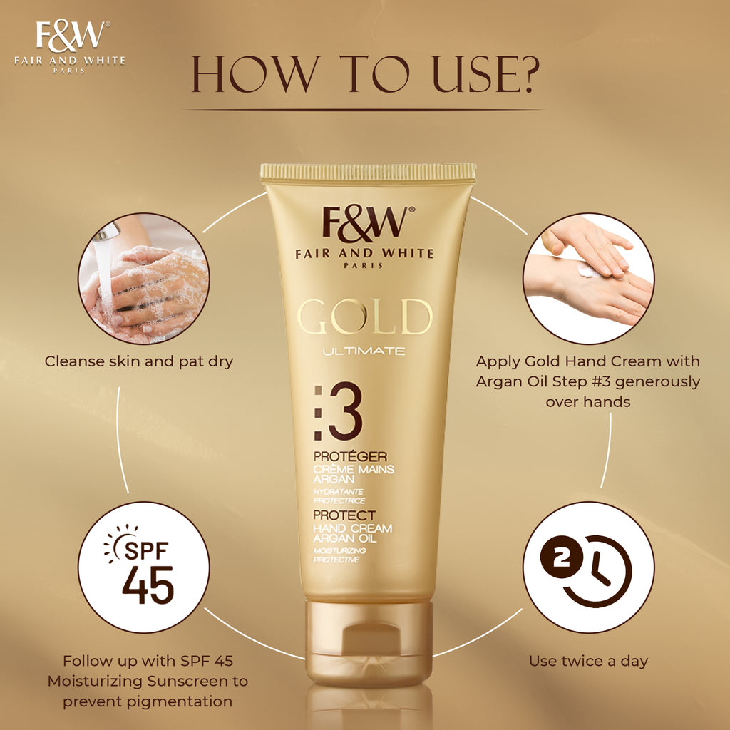 Fair and White 3: Gold Hand Cream with Argan Oil 75ml / 2.54 oz