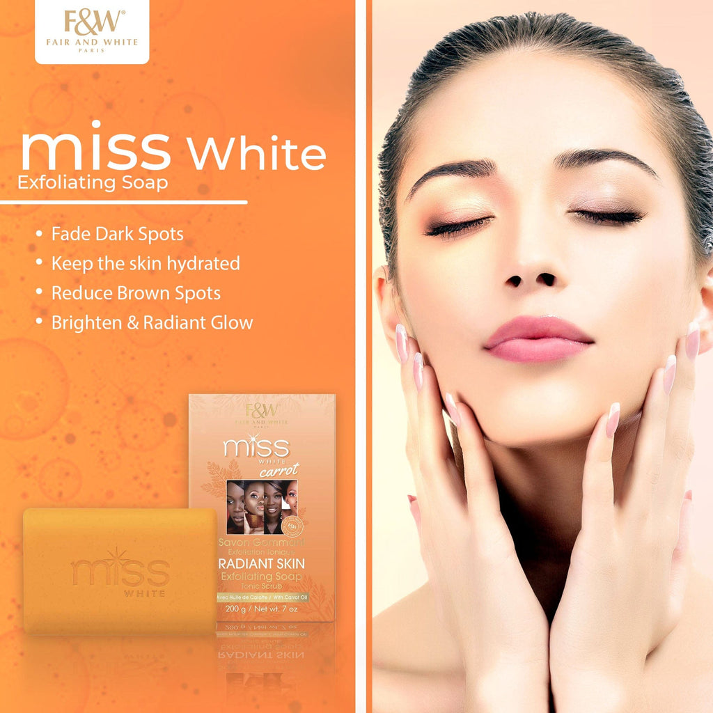 Fair and White Miss White Carrot Exfoliating Soap Tonic Scrub 200g / 7 oz - Fair & White