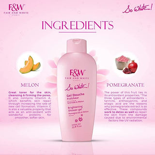 Fair and White So White! Refreshing Shower Gel With Pomegranate And Melon Extracts (Jumbo-1000ml / 33.81 fl oz) - Fair & White